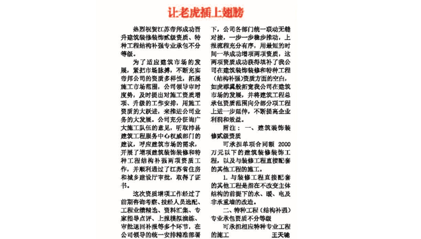 帝邦报36期--让老虎插上翅膀